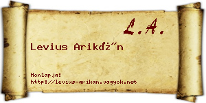 Levius Arikán névjegykártya
